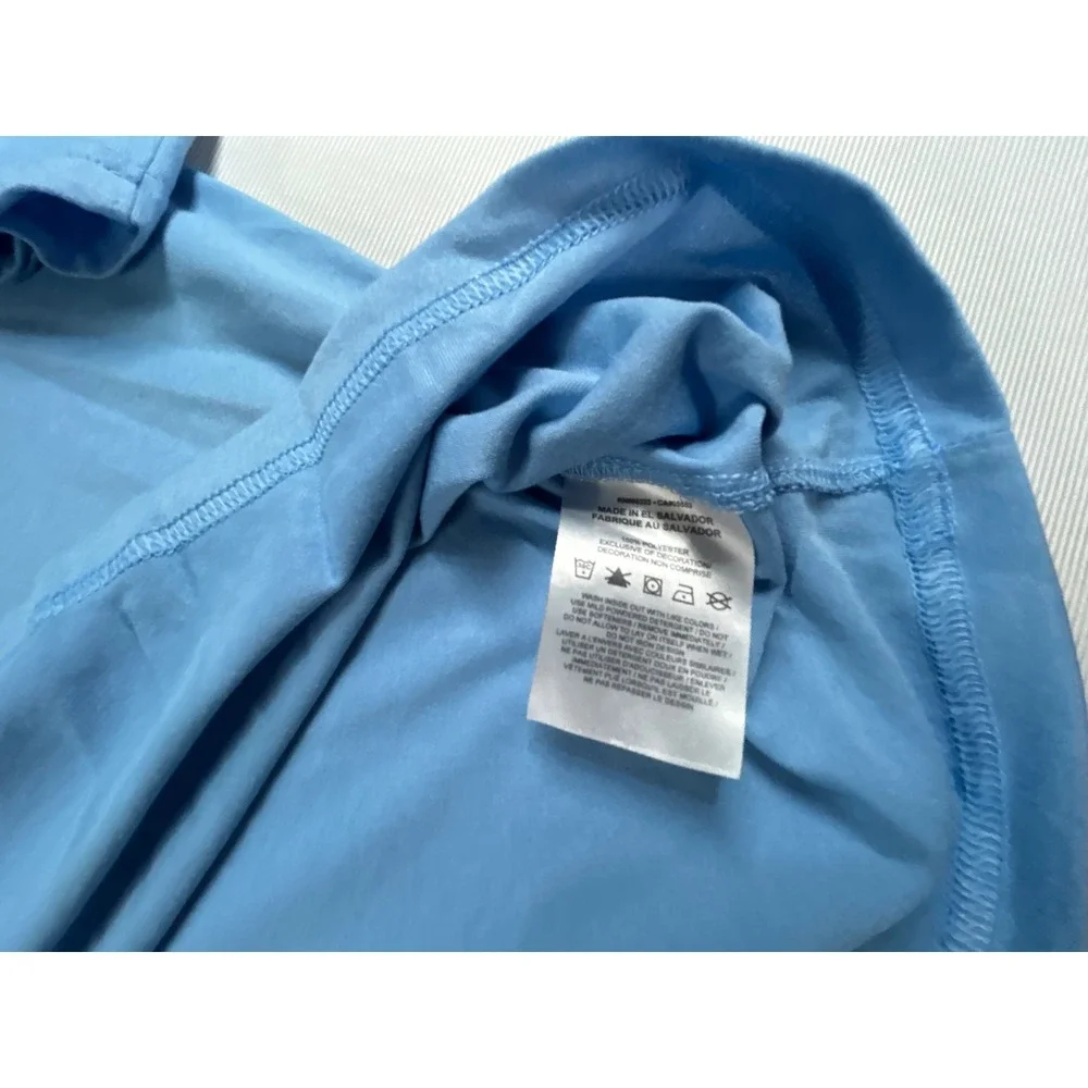 Nike Dri-FIT Mens Long Sleeve Training Shirt Light Blue Swoosh Logo Large